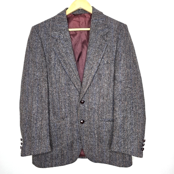 Harris Tweed Other - Harris Tweed Hand Woven 100% Scottish Virgin Wool Gray Herringbone Blazer